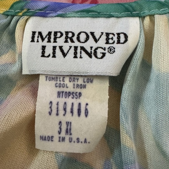 Improved Living 3X Shirt Top Green Floral Flower Short Sleeve Scoop Neck Womens - Picture 5 of 6